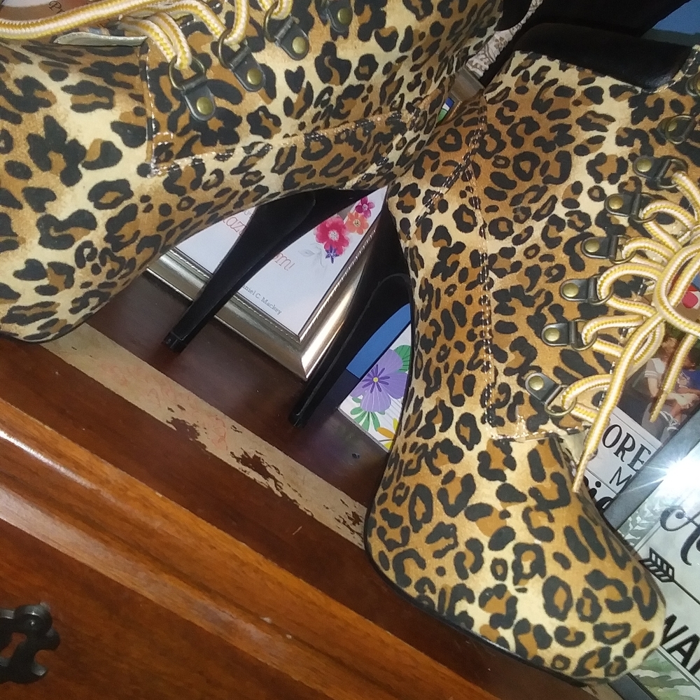 Leopard Print High Heel Boots